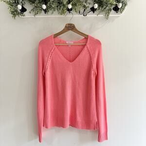 Lilly Pulitzer Neon Pink Knit V Neck Sweater Medium 1-4551